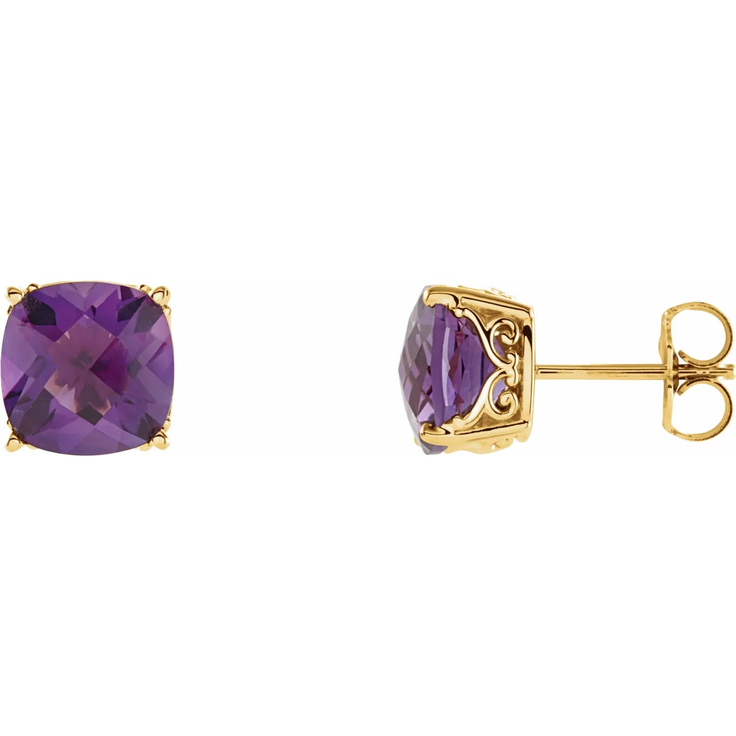 14K Gold Natural Amethyst Earrings