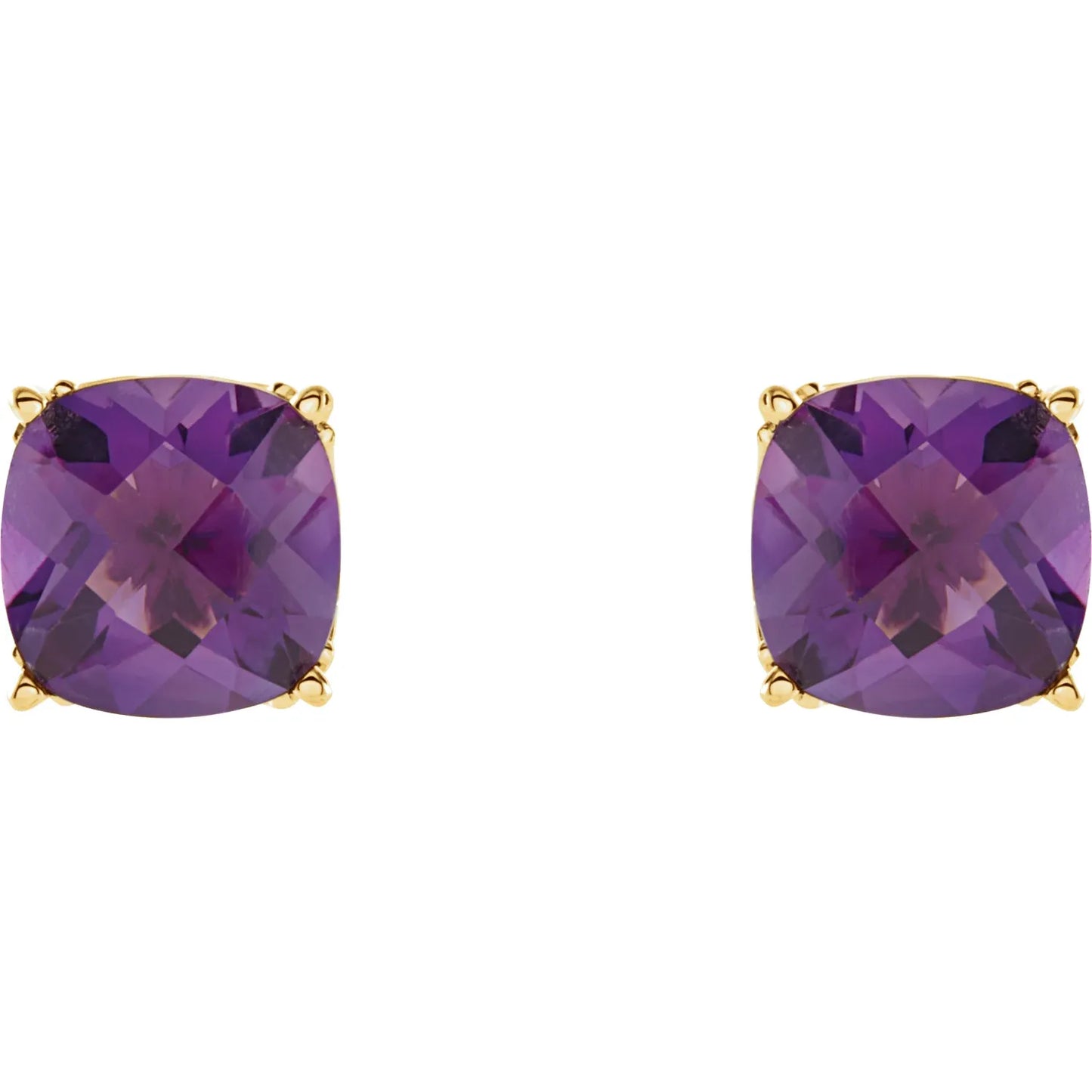 14K Gold Natural Amethyst Earrings