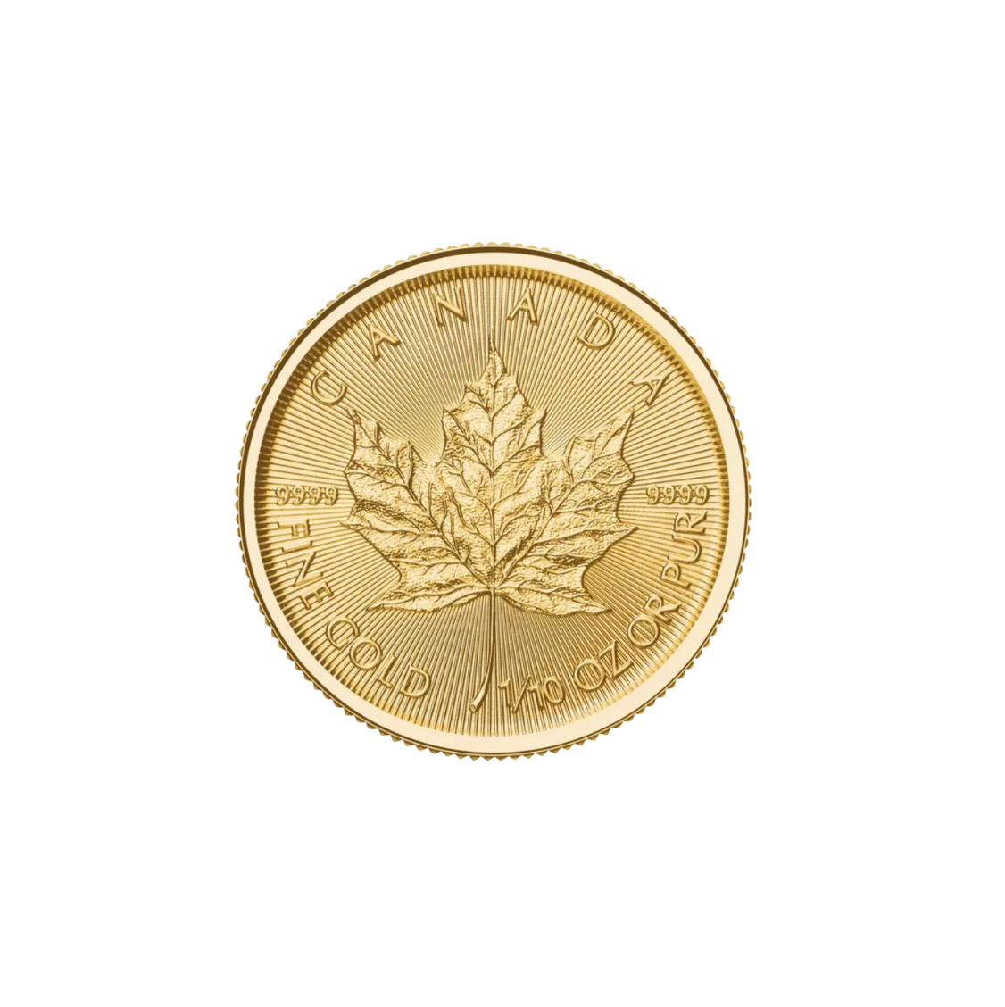 1/4 oz .9999 Pure 24K Maple Gold Round with 14K Frame Pendant