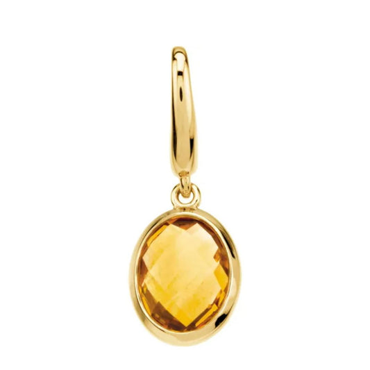 14K Gold Checkerboard Natural Citrine Charm