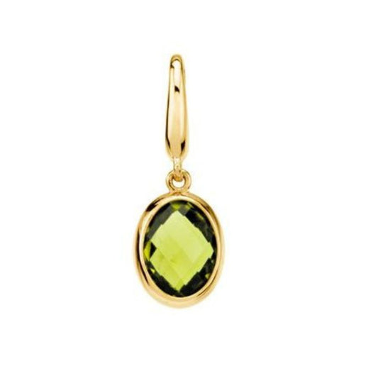 14K Gold Checkerboard Natural Peridot Charm