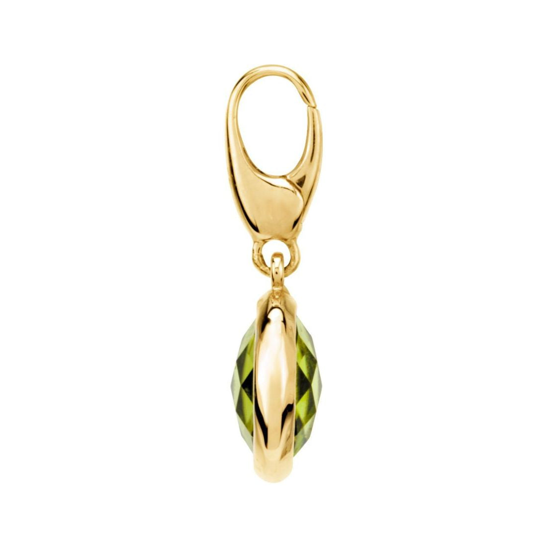 14K Gold Checkerboard Natural Peridot Charm