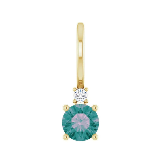 14K Gold Natural Alexandrite & .015 CT Natural Diamond Pendant