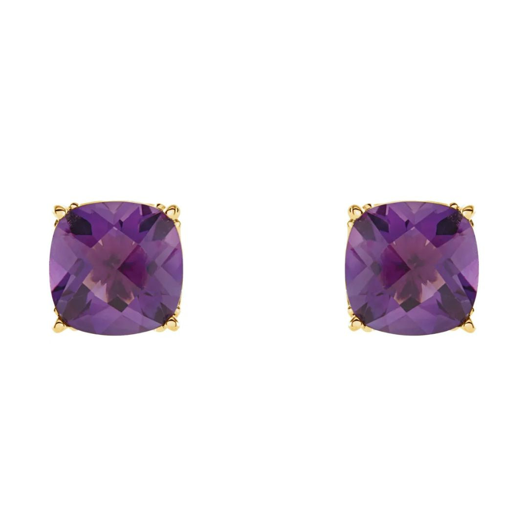 14K Gold Natural Amethyst Earrings