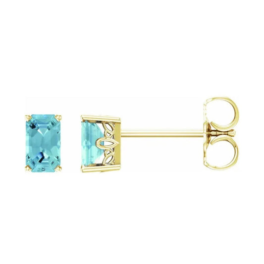 14K Gold Natural Aquamarine Earrings