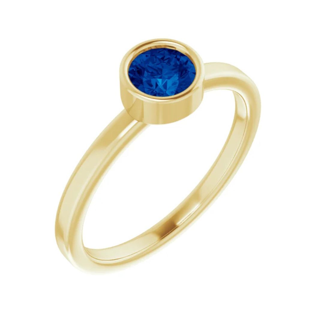 14K Gold Natural Blue Sapphire Ring