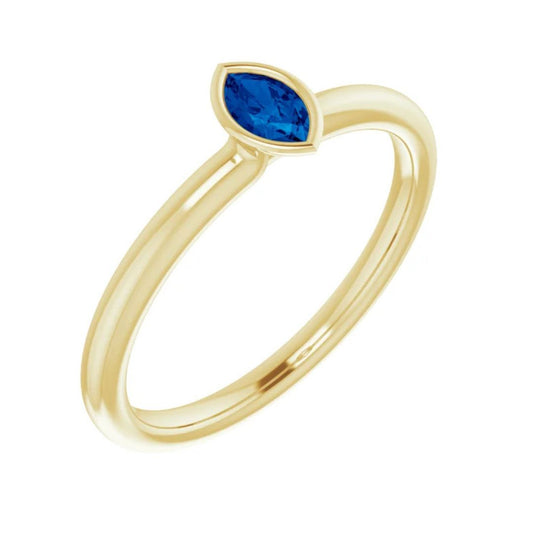 14K Gold Natural Blue Sapphire Stackable Ring