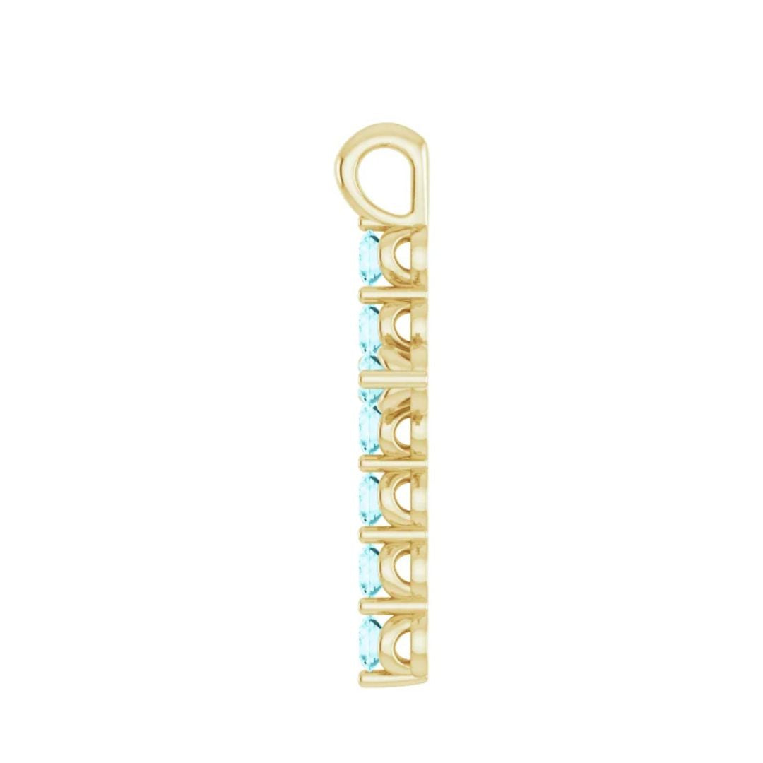 14K Gold Natural Blue Zircon Cross Pendant