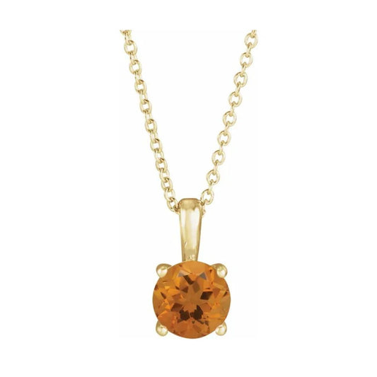 14K Gold Natural Citrine Necklace