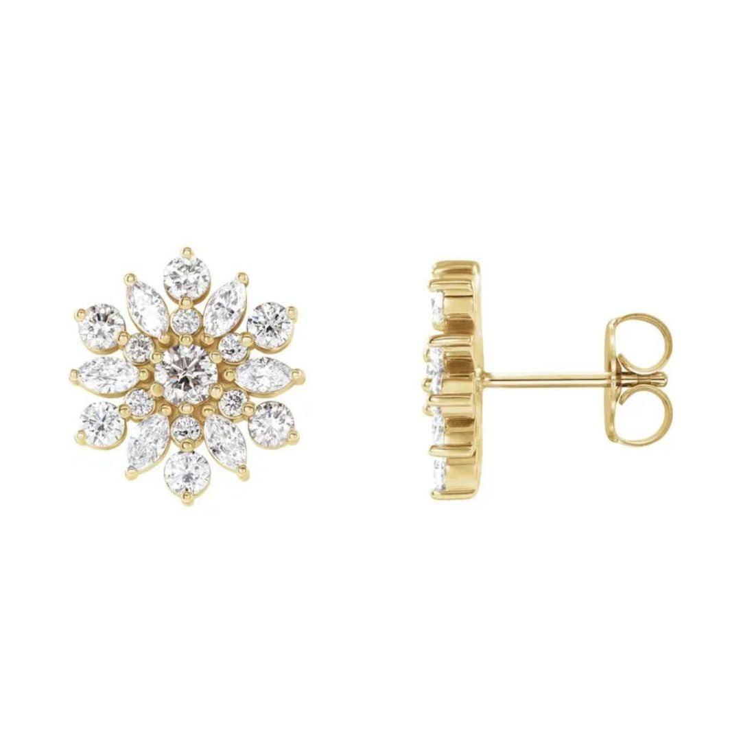 14K Gold Natural Diamond Earrings