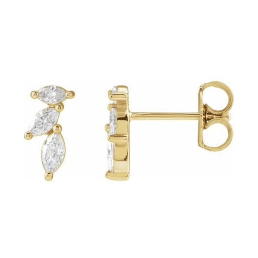 14K Gold Natural Diamond Nature-Inspired Earrings