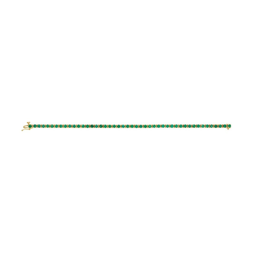 14K Gold Natural Emerald Line Bracelet