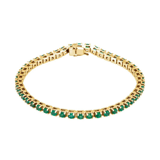 14K Gold Natural Emerald Line Bracelet