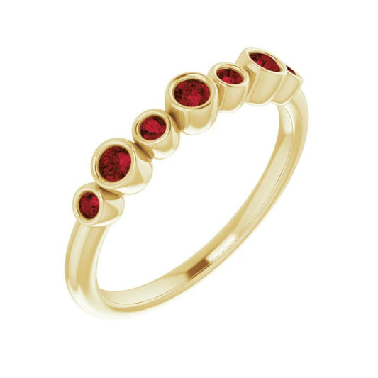 14K Gold Natural Mozambique Garnet Bezel-Set Ring