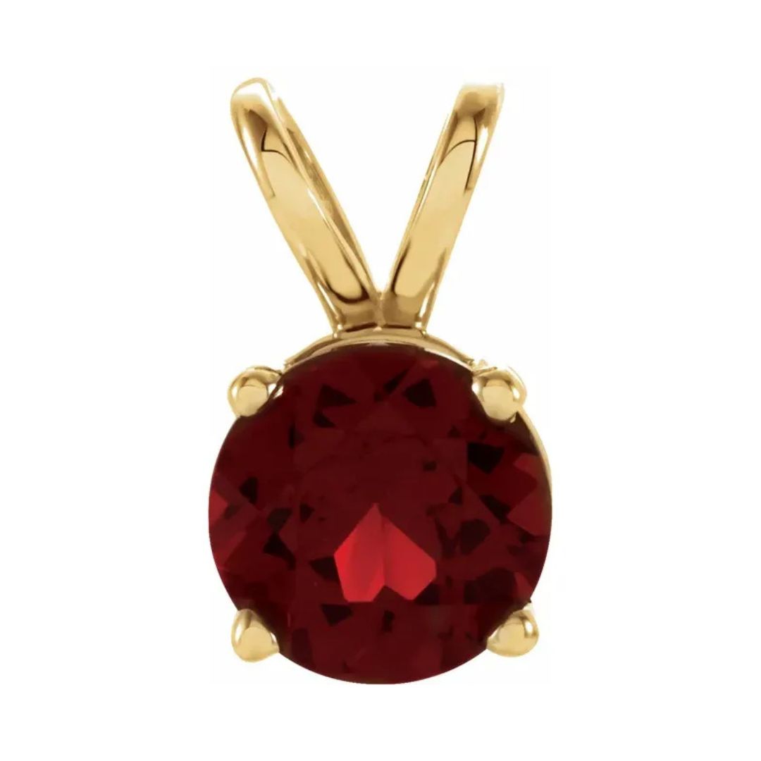 14K Gold Natural Mozambique Garnet Pendant