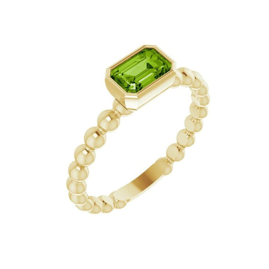 14K Gold Natural Peridot Family Stackable Ring