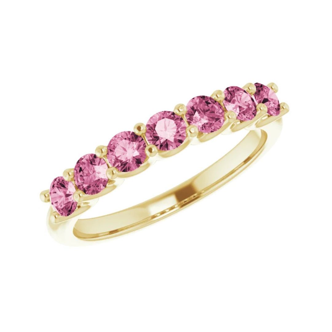 14K Gold Natural Pink Tourmaline Anniversary Ring