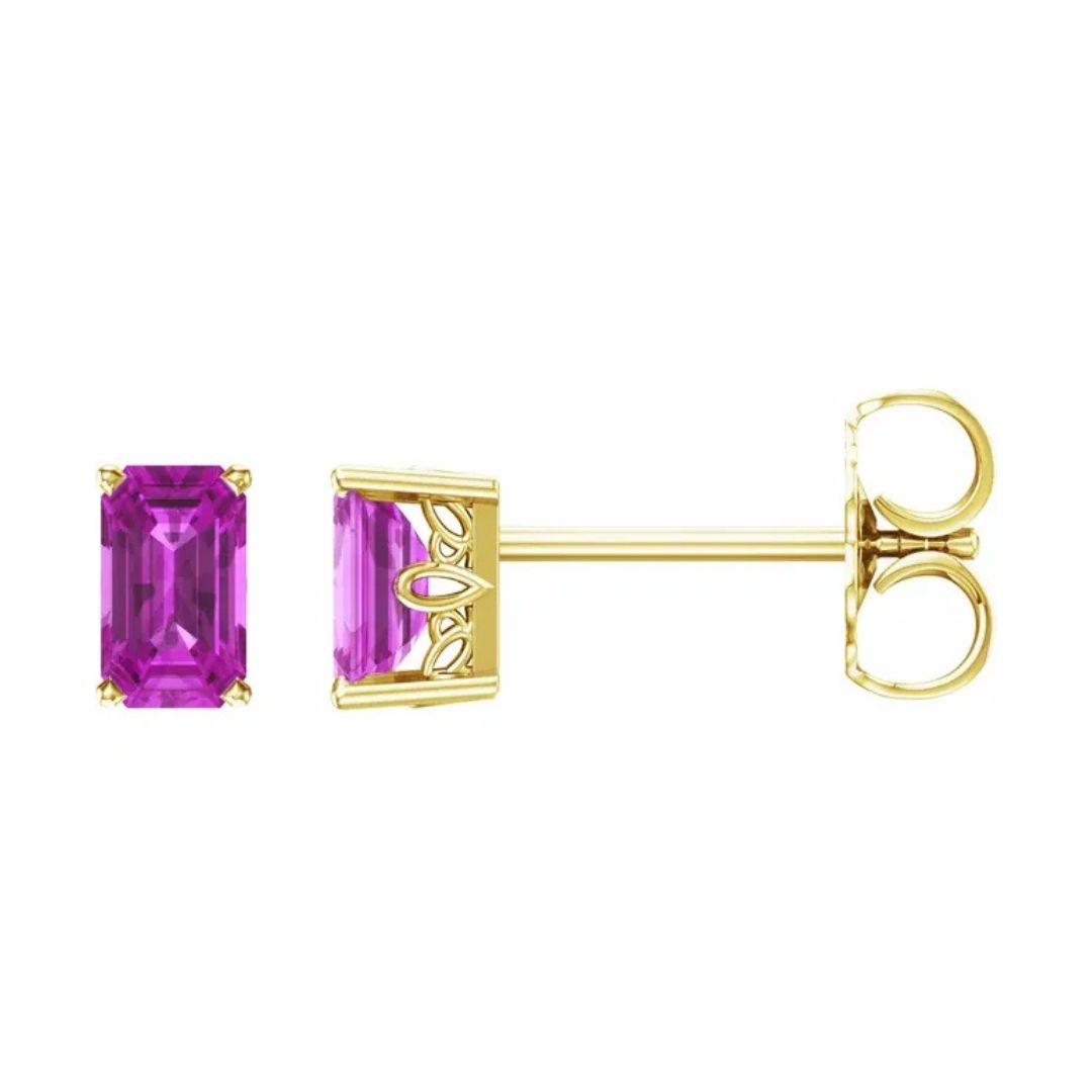 14K Gold Natural Pink Tourmaline Earrings