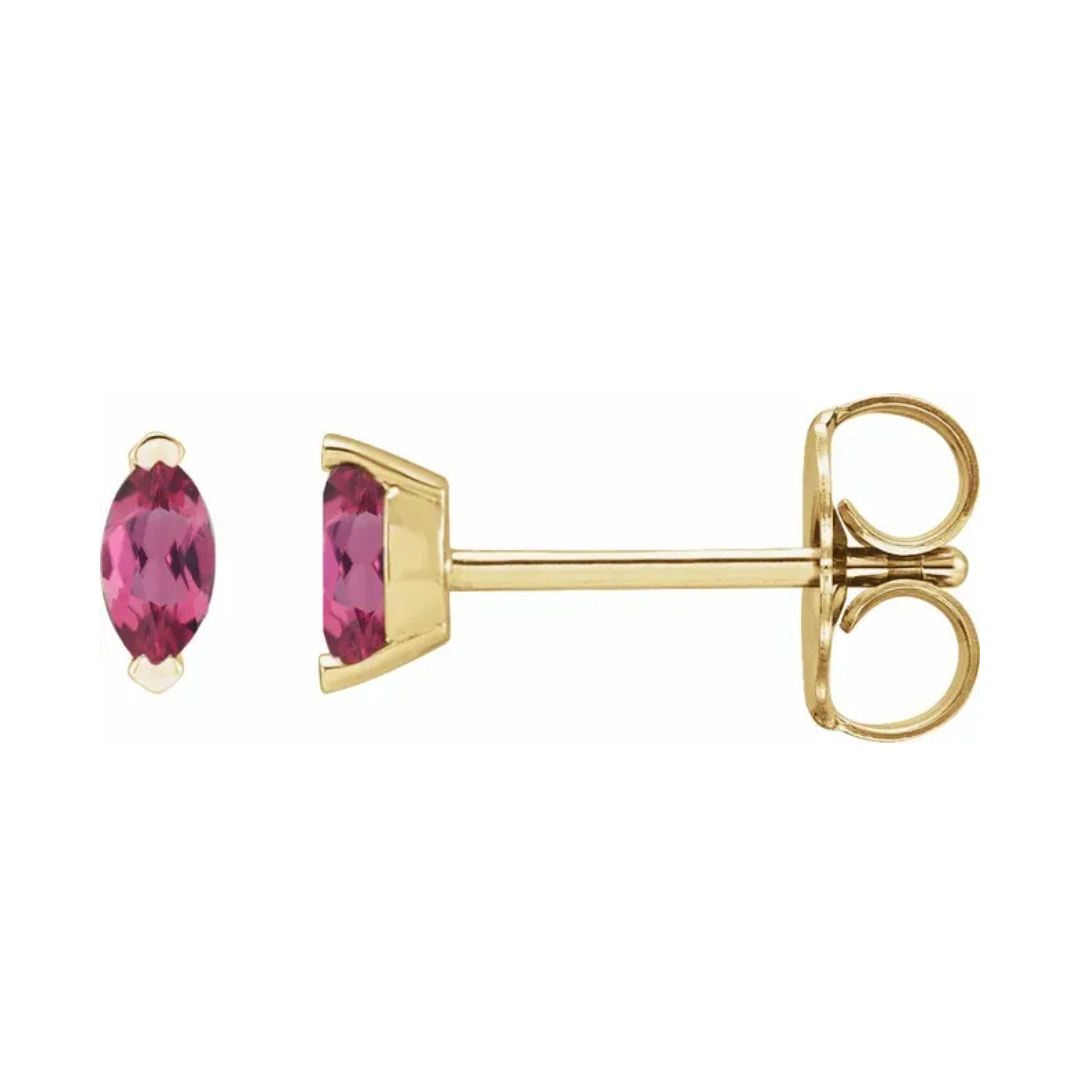 14K Gold Natural Pink Tourmaline Earrings