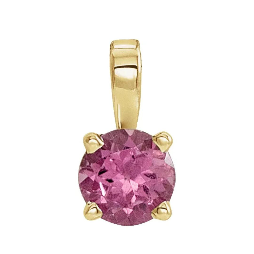 14K Gold Natural Pink Tourmaline Pendant