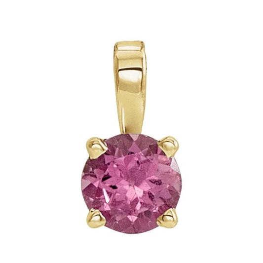 14K Gold Natural Pink Tourmaline Pendant