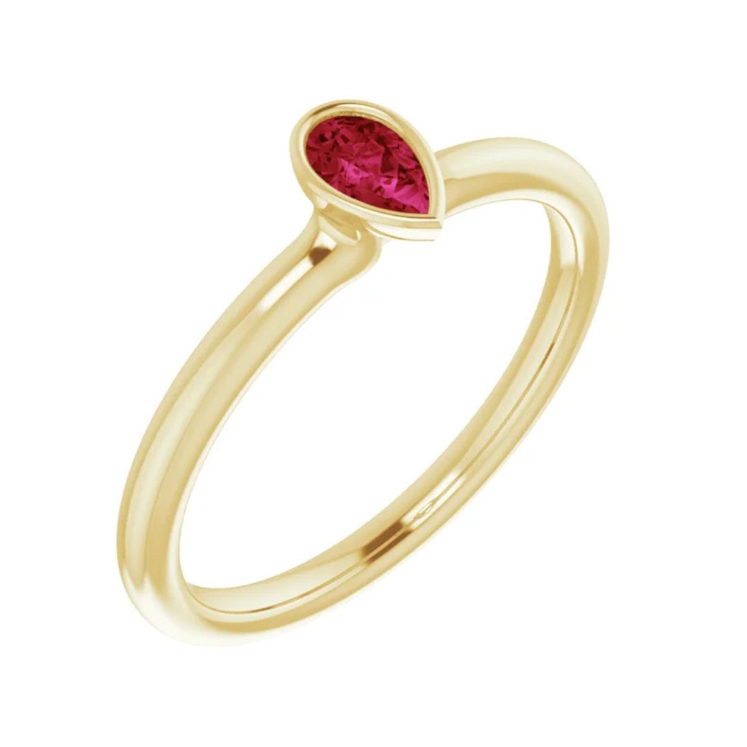 14K Gold Natural Ruby Stackable Ring