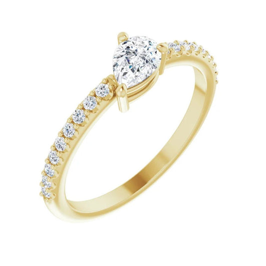 14K Gold Natural White Sapphire & Diamond Ring