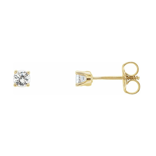 14K Gold Natural White Sapphire Youth Earrings