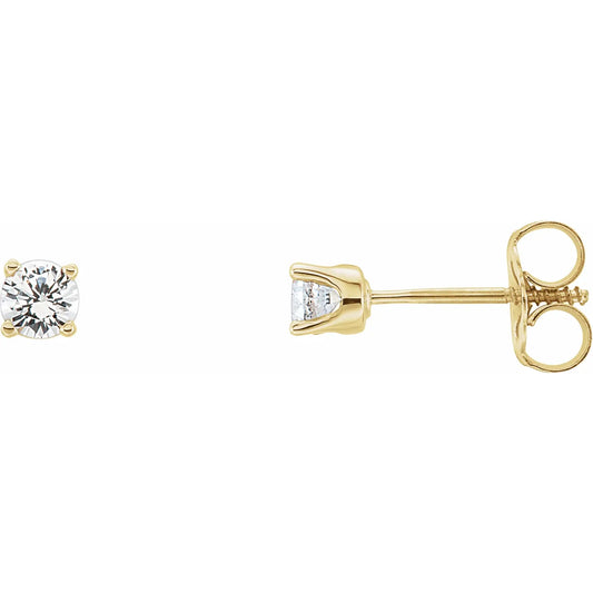 14K Gold Natural White Sapphire Youth Earrings