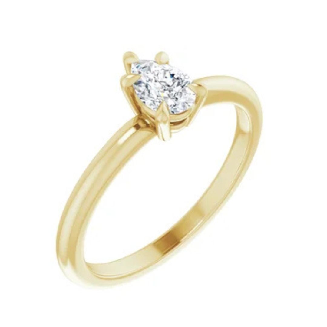 18K Gold Natural Diamond Pear Ring