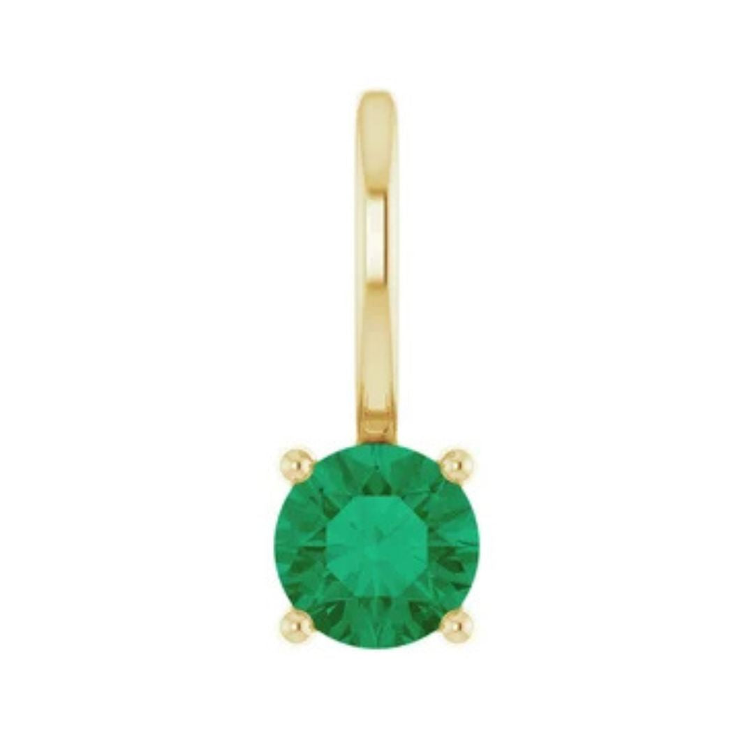 18K Gold Natural Emerald Charm