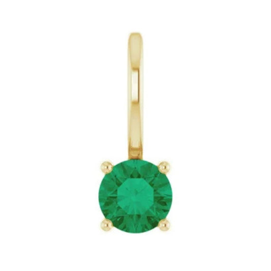 18K Gold Natural Emerald Charm