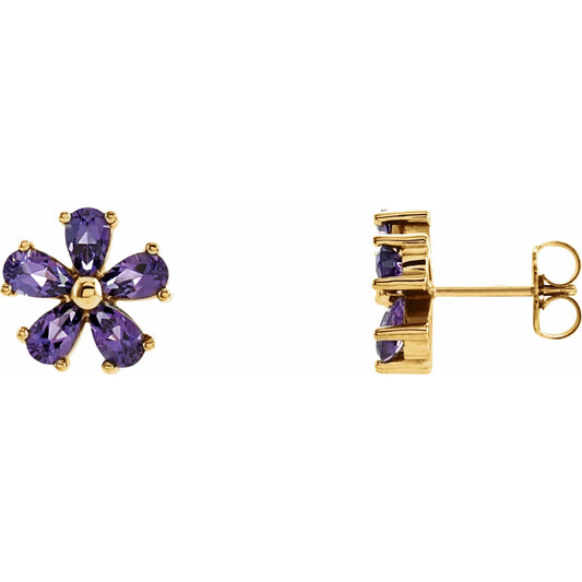 14K Gold Natural Amethyst Earrings