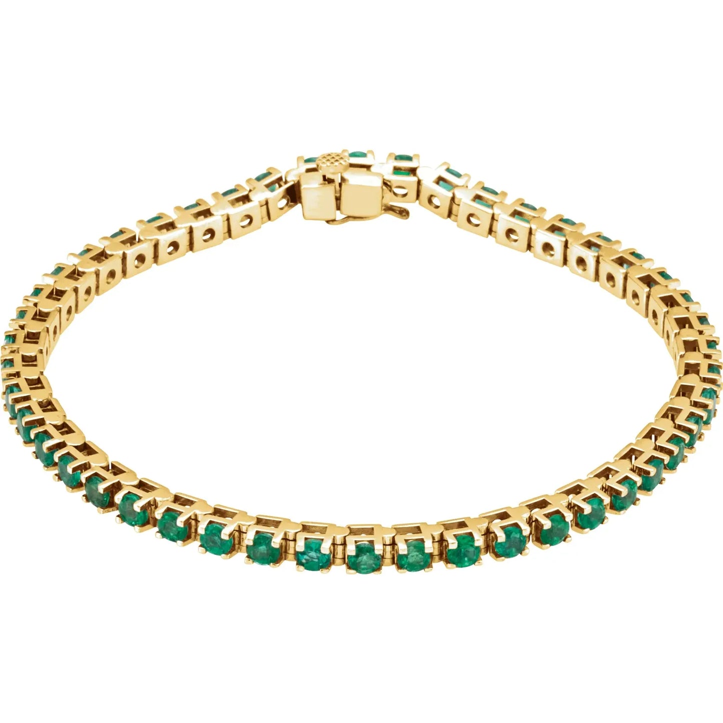 14K Gold Natural Emerald Line Bracelet