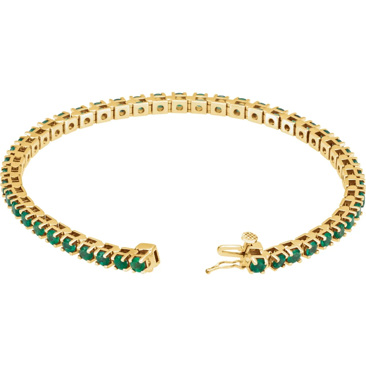 14K Gold Natural Emerald Line Bracelet