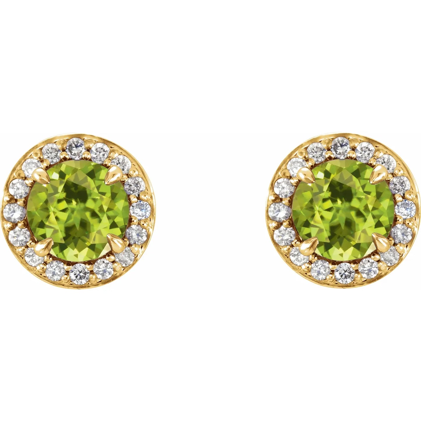 14K Gold Peridot & Diamond Earrings