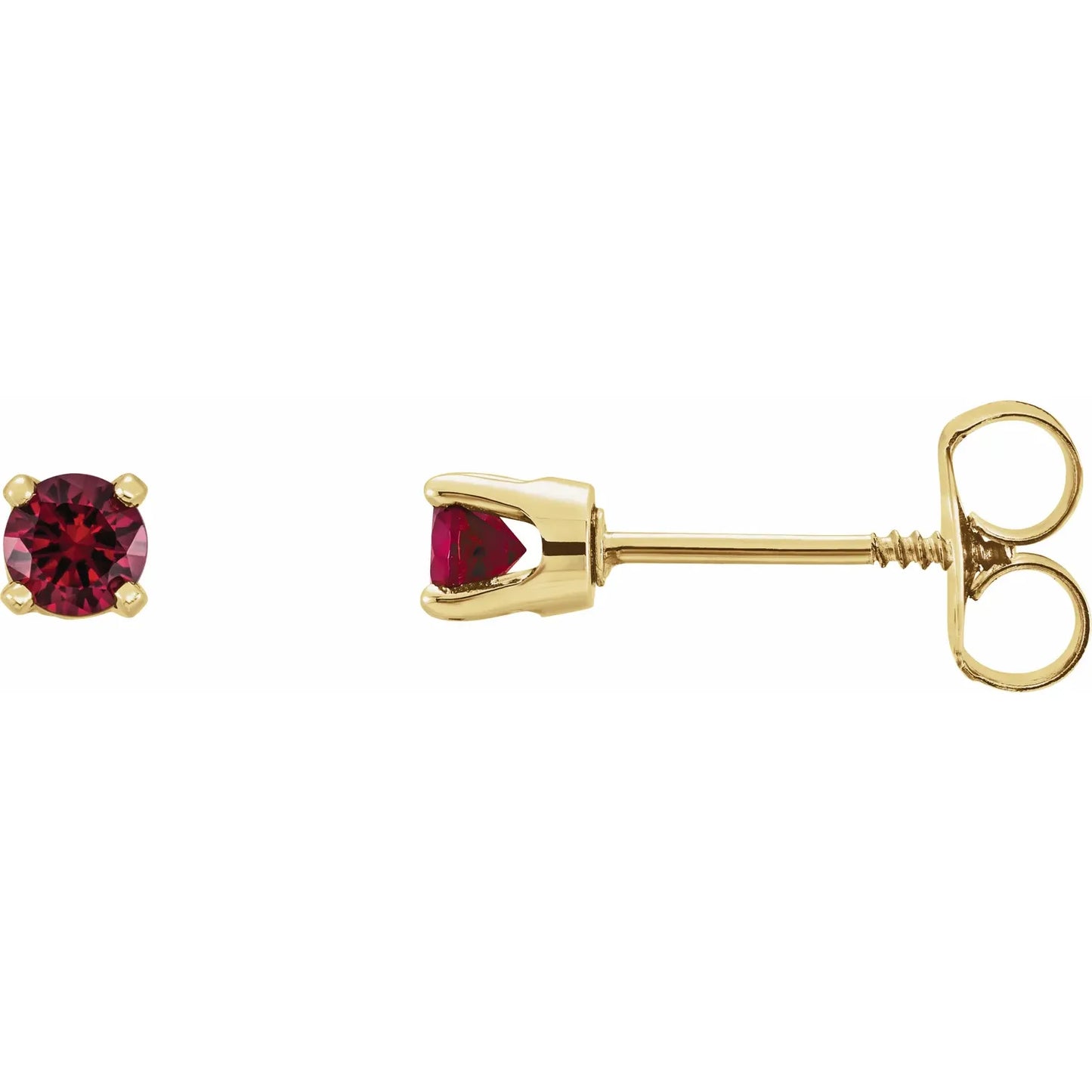 14K Gold Natural Ruby Youth Earrings