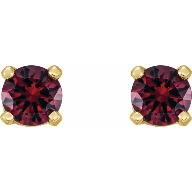 14K Gold Natural Ruby Youth Earrings