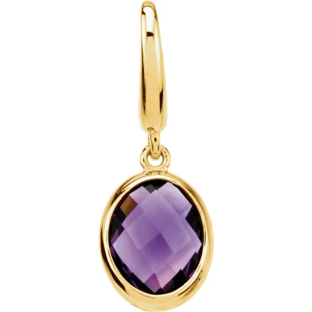 14K Gold Checkerboard Natural Amethyst Charm