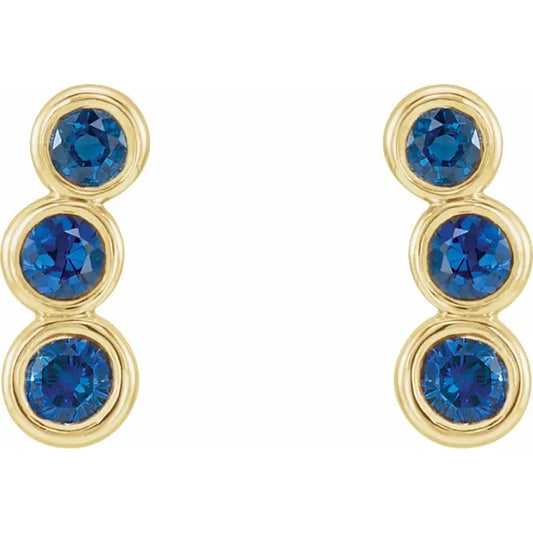 14K Gold Natural Blue Sapphire Earrings