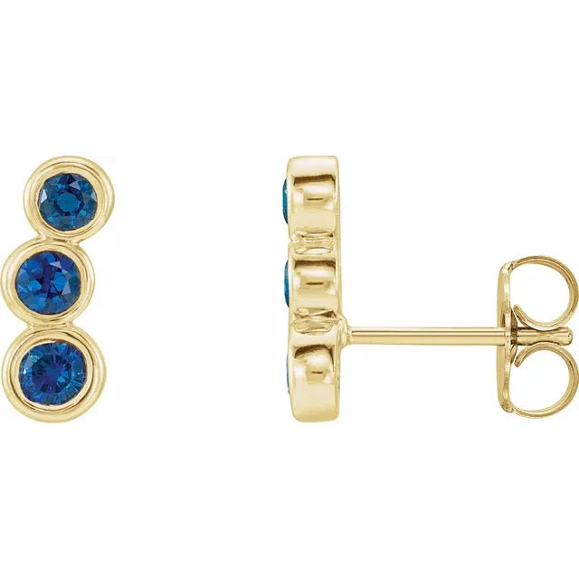 14K Gold Natural Blue Sapphire Earrings