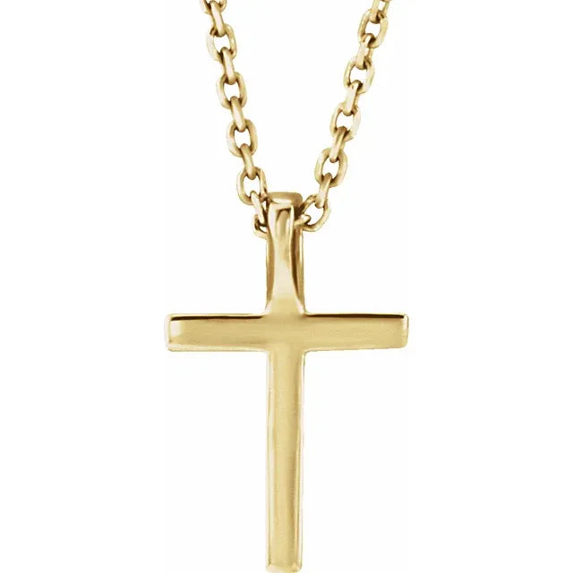 14K Gold Natural Amethyst Petite Cross Necklace/Pendant