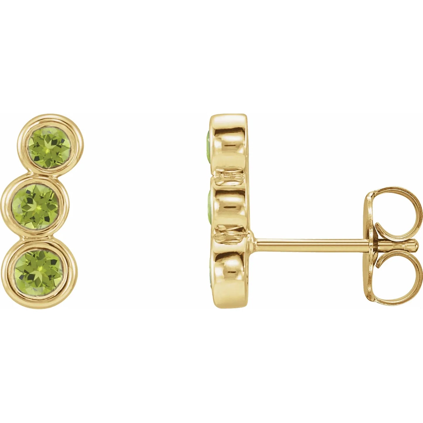 14K Gold Natural Peridot Ear Climbers