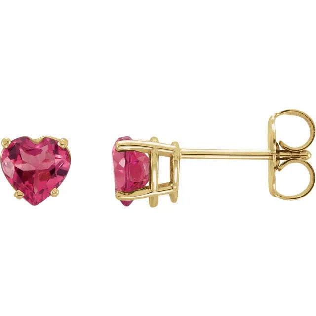 14K Gold Natural Pink Tourmaline Earrings