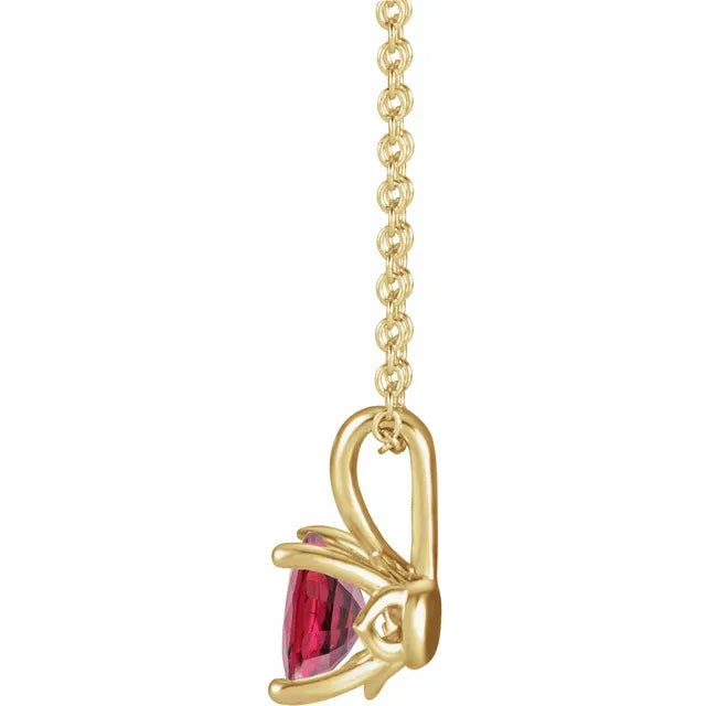 14K Gold 5 mm Natural Ruby Necklace