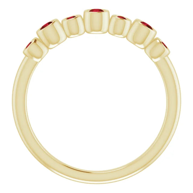 14K Gold Natural Mozambique Garnet Bezel-Set Ring