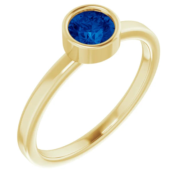 14K Gold Natural Blue Sapphire Ring