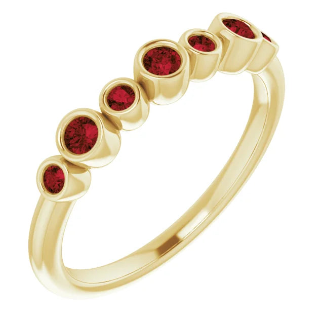 14K Gold Natural Mozambique Garnet Bezel-Set Ring