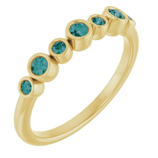 14K Gold Natural Alexandrite Bezel-Set Ring