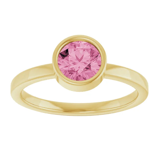 14K Gold Natural Pink Tourmaline Ring